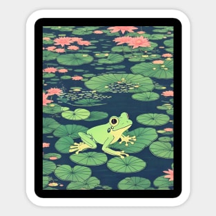 Vintage Cuban Tree Frog in the Lilypad Field Frog Lover Sticker